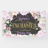 Fée thème rose violet fleurs d'anniversaire fond