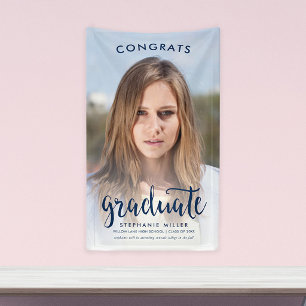 Banderoles Félicats Bleu Script Diplôme de photos