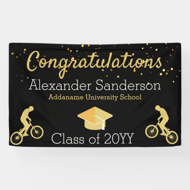 Banderoles Félicitation Mountain Biker Graduation (Horizontal)