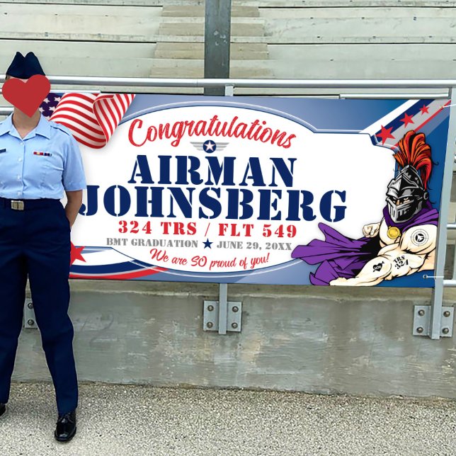 Banderoles Félicitations 324 Knights AirForce Graduation (Air Force, Graduation Vinyl Banner, 324 TRS Knights mascot, BMT Basic Training, Airman Graduation)