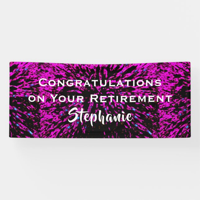 Banderoles Félicitations à la retraite Florale rose et noire (Horizontal)