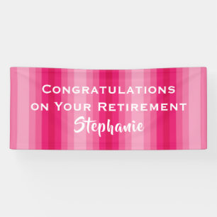 Banderoles Félicitations à la retraite Pink Stripe Jumbo