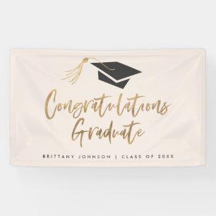 Banderoles Félicitations à l'Casquette Gold Foil pour sa cert