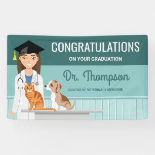 Banderoles Félicitations au nouveau diplômé en médecine vétér