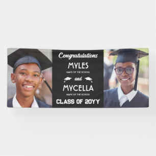Banderoles Félicitations aux jumeaux diplômés en 2 photos Noi