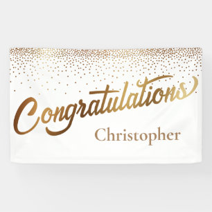 Banderoles Félicitations avec Gold Confetti sur White
