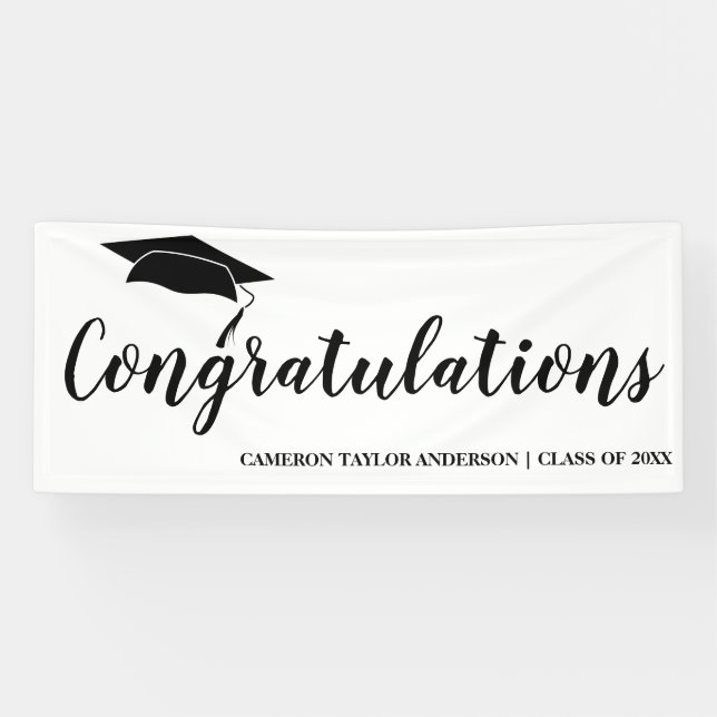 Banderoles Félicitations avec l'obtention du diplôme noire de (Horizontal)