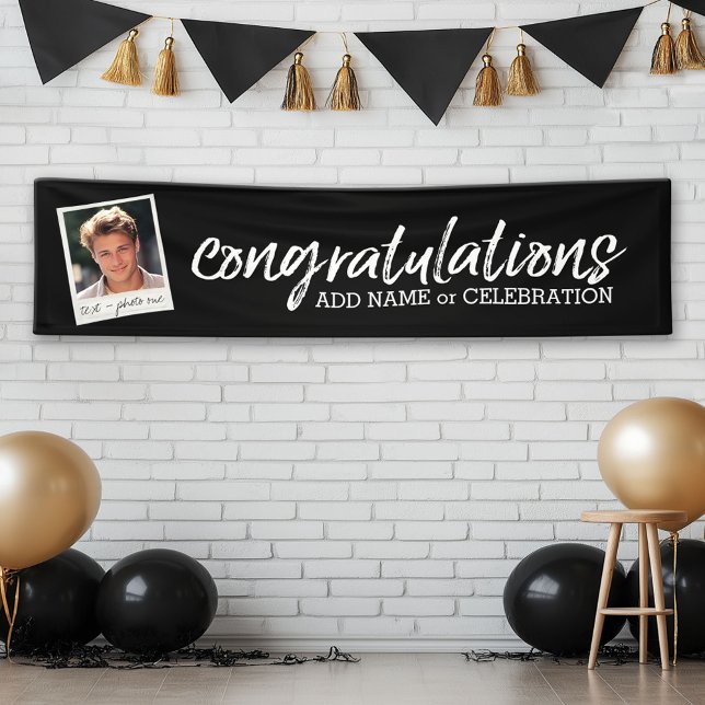 Banderoles Félicitations avec une photo et un texte personnal (Custom Graduation Banner)