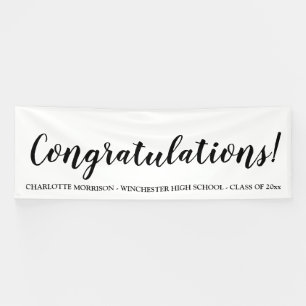 Banderoles Félicitations black custo script texte graduation