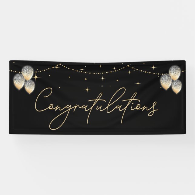 Banderoles Félicitations Black Gold Elegant (Horizontal)