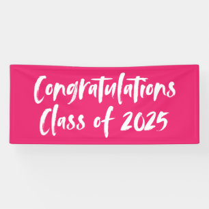 Banderoles Félicitations Classe de 2025 Hot Pink Graduation