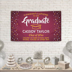 Banderoles Félicitations Confetti Maroon Gold Jaune