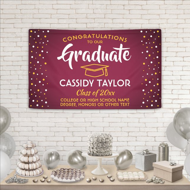 Banderoles Félicitations Confetti Maroon Gold Jaune (Créateur téléchargé)