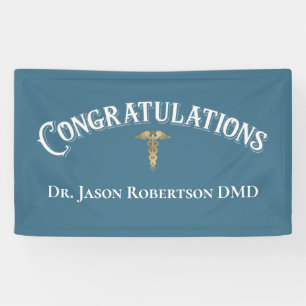 Banderoles Félicitations Dentist Dental Elegant Blue Gold