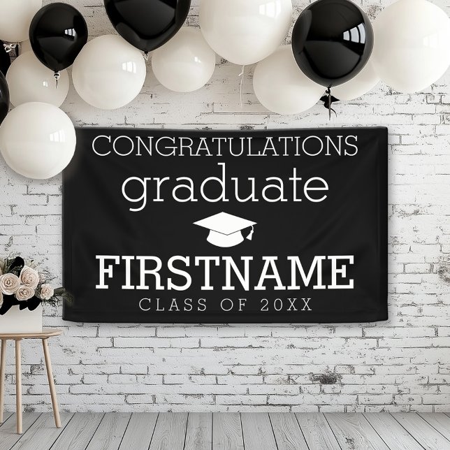 Banderoles Félicitations Diplômé - Classe De N'Importe Quelle (Custom Graduation Banner for a Grad Party or Open House)