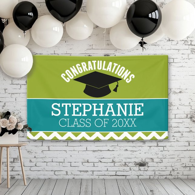 Banderoles Félicitations Diplômé - Diplôme et texte (Custom Graduation Banner for a Grad Party or Open House)
