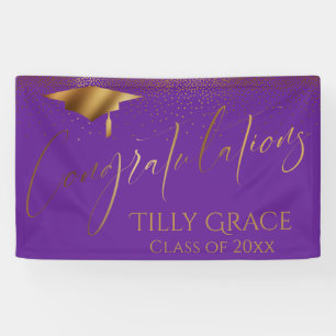 Banderoles Félicitations Diplômé Gold Confetti sur Purple
