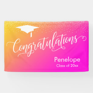 Banderoles Félicitations Diplôme Pink Jaune Gradient