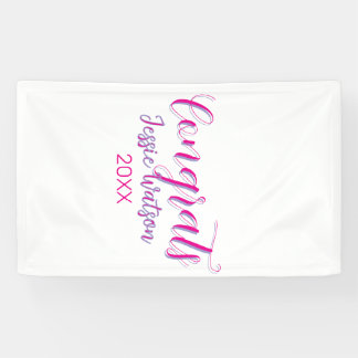 Banderoles Félicitations diplômé rose violet nom année 20XX d