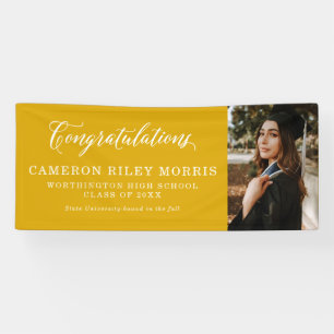 Banderoles Félicitations diplômé simple jaune graduation