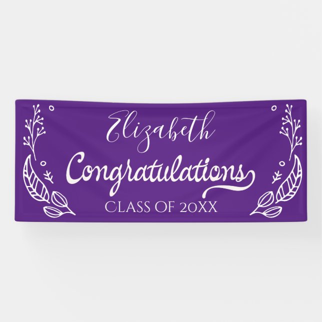 Banderoles Félicitations Diplôme Simple Moderne Purple (Horizontal)