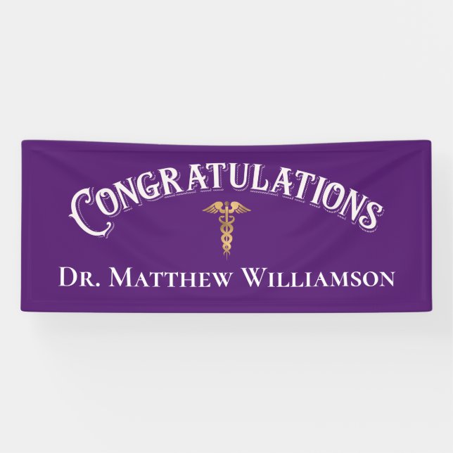 Banderoles Félicitations Elégant Docteur Médicale Graduation (Horizontal)