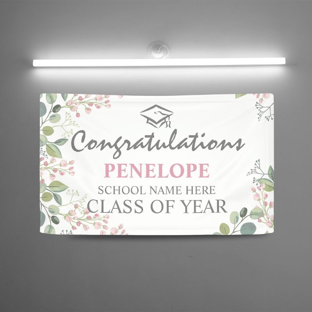 Banderoles Félicitations Élégantes Floral 2025 Graduation (Créateur téléchargé)