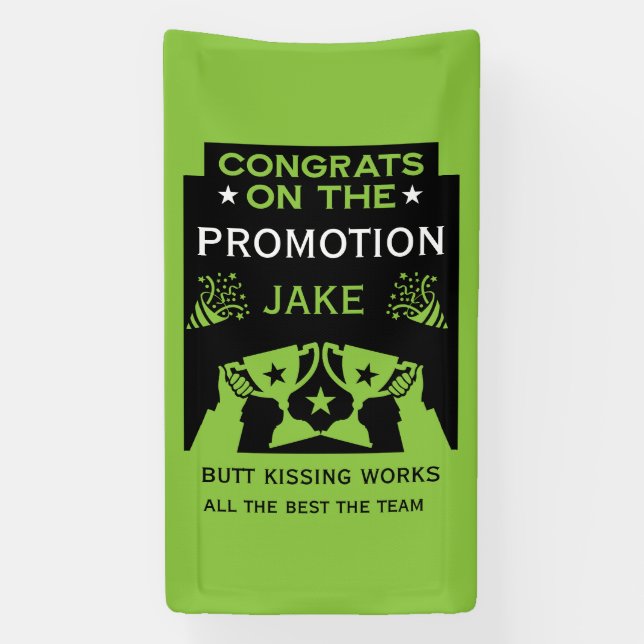 Banderoles Félicitations en vert pour la promotion profession (Verticale)