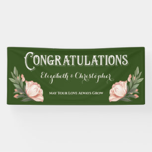 Banderoles Félicitations Engagement Rose Fleurs Bann