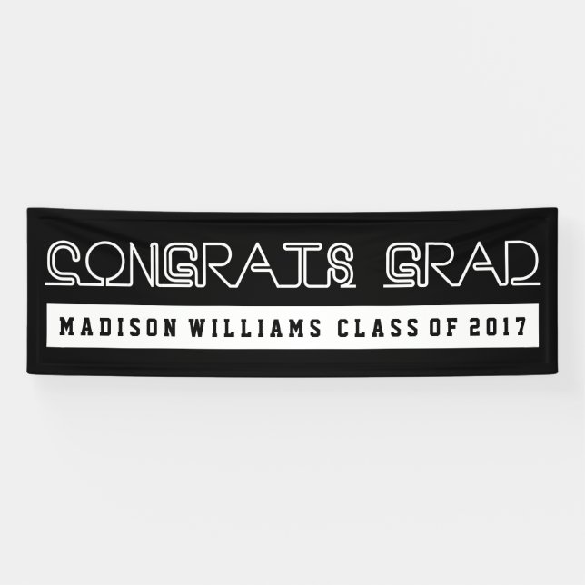 Banderoles Félicitations Grad | Nom et année (Horizontal)