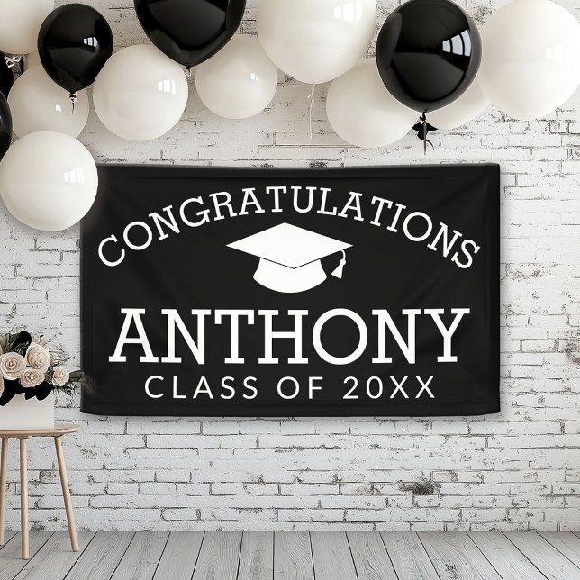 Banderoles Félicitations Graduate Graduate Graduate CAN EDIT  (Custom Graduation Banner for a Grad Party or Open House)