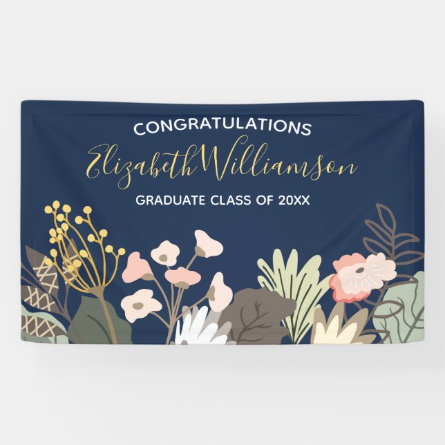 Banderoles Félicitations Graduation Classe de Floral (Horizontal)
