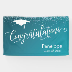 Banderoles Félicitations Graduation Turquoise Gradient Ombre