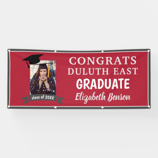 Banderoles Félicitations Gradué Custom Banner Rouge (Horizontal)