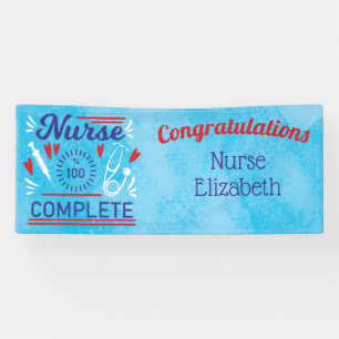 Banderoles Félicitations Infirmière Diplôme Bleu Moderne Funn