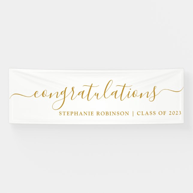 Banderoles Félicitations Moderne Gold Custom Graduation (Horizontal)