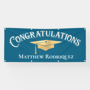 Banderoles Félicitations Moderne Simple Bleu Graduation