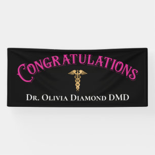 Banderoles Félicitations Pink Gold Dentist Dental Modern