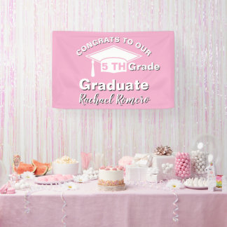 Banderoles Félicitations pour la fin de la 5e Rose