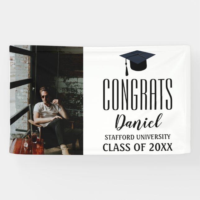 Banderoles Félicitations pour les diplômes photo Nom personna (Horizontal)