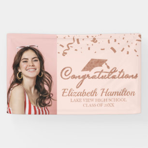 Banderoles Félicitations Rose Gold Rose Photo Remise des dipl