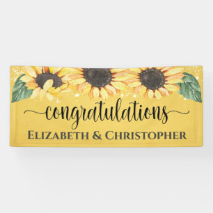 Banderoles Félicitations Rustic Floral Sunflower Mariage Ba