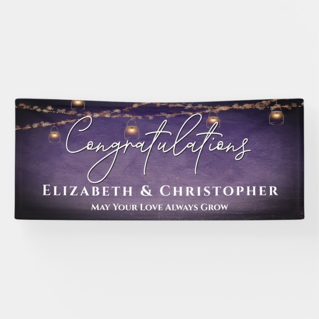 Banderoles Félicitations Rustic Tea Lights Engagement Party (Horizontal)