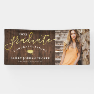Banderoles Félicitations Script Green Gold Photo Graduation