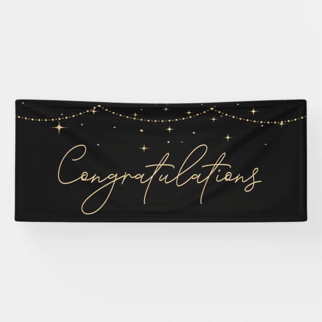 Banderoles Félicitations Simple Black Gold Elegant (Horizontal)