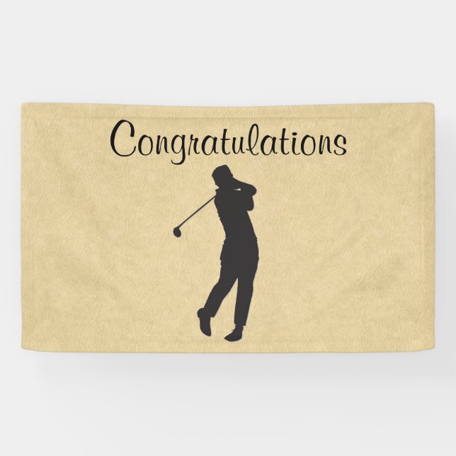 Banderoles Félicitations Tan Leather Golf Design (Horizontal)