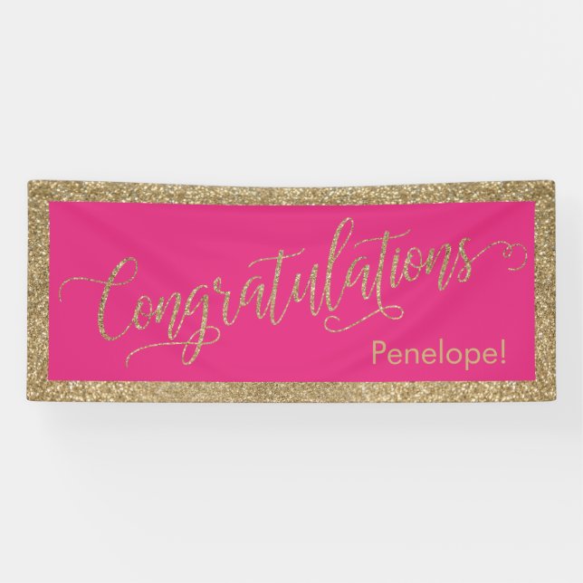 Banderoles Félicitations Typographie Parties scintillant or r (Horizontal)