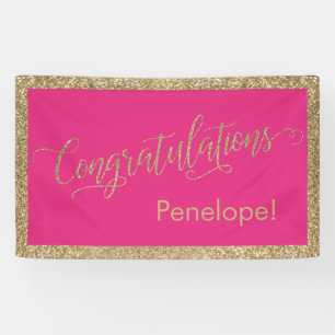 Banderoles Félicitations Typography Gold Parties scintillant