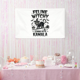 Banderoles Feline Witchy votera Kamala Halloween