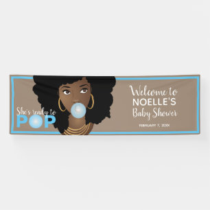 Banderoles Femme noire, Prête à la pop, Bubblegum, Bleu